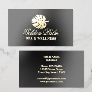 Luxurious gold foil palm leaf logo business cards