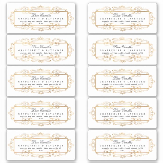 Luxurious Gold Foil Swirls Elegant White Product Sticker (Front)