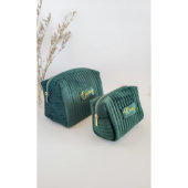 Luxurious Gold Font Velvet Makeup Bag (Front Left)