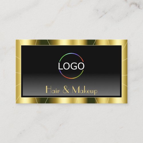 Luxurious Gold Frame Black Gradient Chic with Logo Business Card