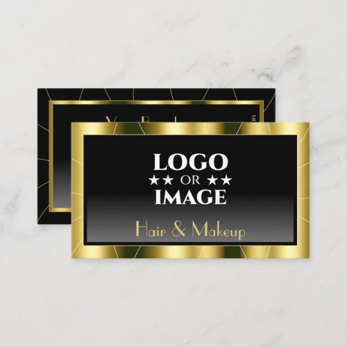 Luxurious Gold Frame Black Gradient Cool with Logo Business Card