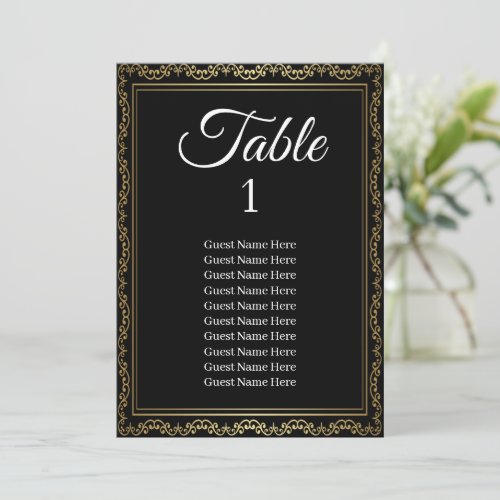 Luxurious Gold Frame Wedding Seating Chart Card 