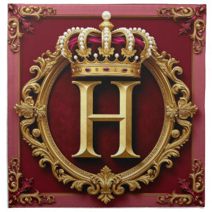 Luxurious Gold Frame With Crowned Monogram Cloth Napkin