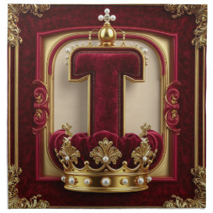 Luxurious Gold Frame With Crowned Monogram Cloth Napkin