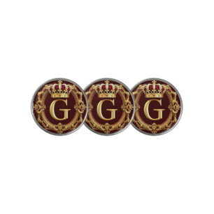 Luxurious Gold Frame With Crowned Monogram Golf Ball Marker
