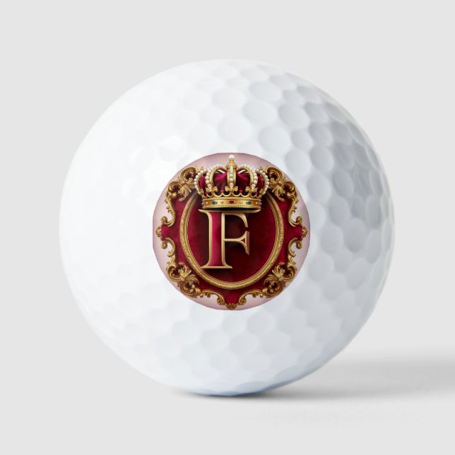 Luxurious Gold Frame With Crowned Monogram Golf Balls (Front)