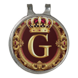 Luxurious Gold Frame With Crowned Monogram Golf Hat Clip