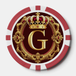 Luxurious Gold Frame With Crowned Monogram Poker Chips