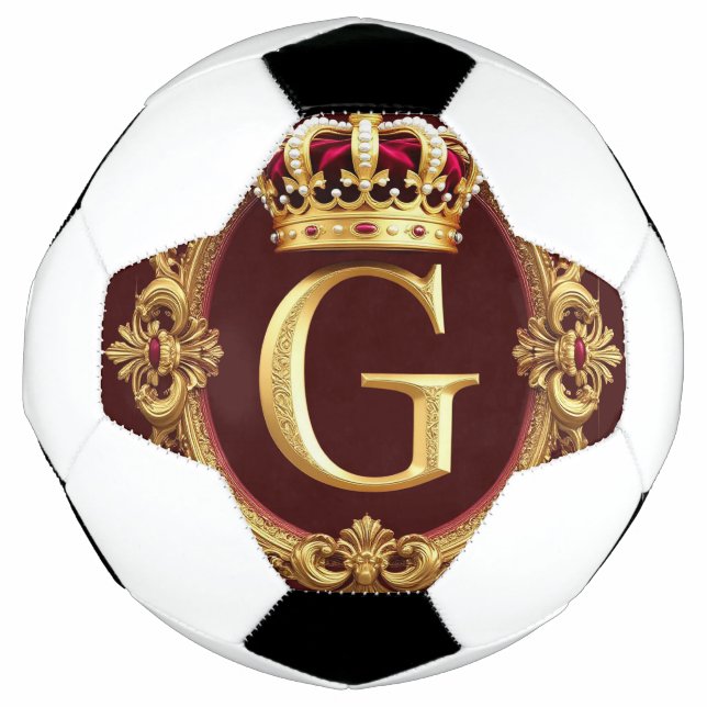 Luxurious Gold Frame With Crowned Monogram Soccer Ball (Front)