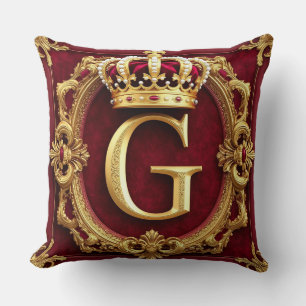 Luxurious Gold Frame With Crowned Monogram Throw Pillow