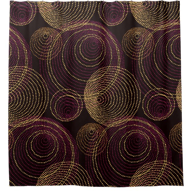 Luxurious Gold Geometric Print Shower Curtain (Front)
