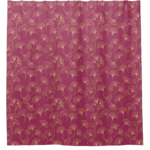 Luxurious Gold Ginkgo Leaves on Deep Burgundy (2) Shower Curtain