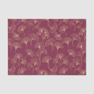 Luxurious Gold Ginkgo Leaves on Deep Burgundy Tissue Paper