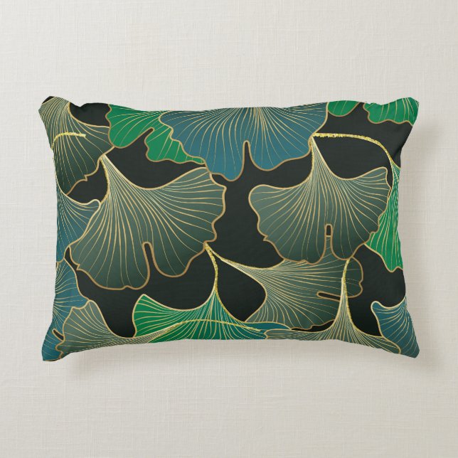 Luxurious gold Ginkgo, vintage art. Accent Pillow (Front)