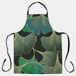 Luxurious gold Ginkgo, vintage art. Apron
