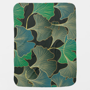 Luxurious gold Ginkgo, vintage art. Baby Blanket