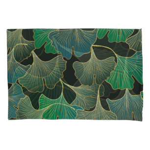Luxurious gold Ginkgo, vintage art. Pillow Case