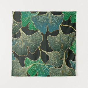 Luxurious gold Ginkgo, vintage art. Tapestry