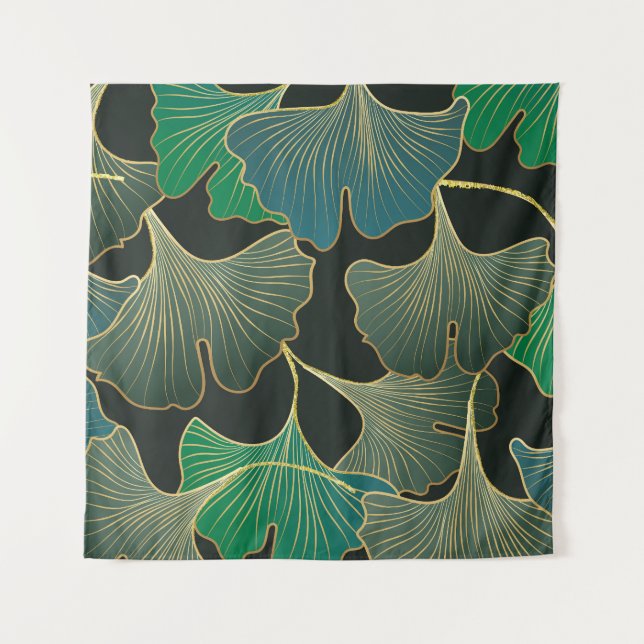 Luxurious gold Ginkgo, vintage art. Tapestry (Front)