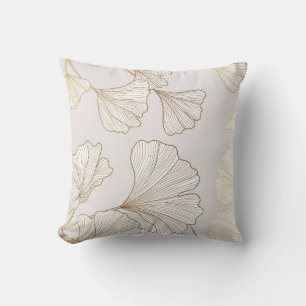 Luxurious Gold Ginkgo Vintage Design Throw Pillow