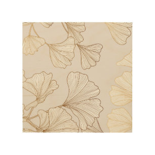 Luxurious Gold Ginkgo Vintage Design Wood Wall Art