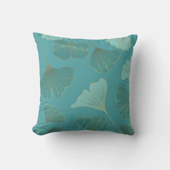 Luxurious gold Ginkgo, vintage wallpaper. Throw Pillow (Front)