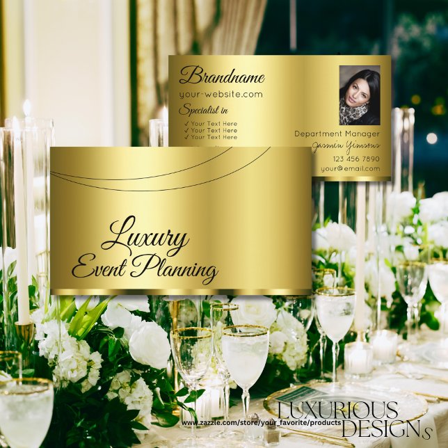 Luxurious Gold Glamorous with Photo Professional Business Card (Creator Uploaded)