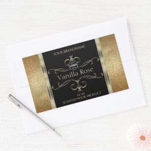 Luxurious Gold Glitter Black Product Labels Logo