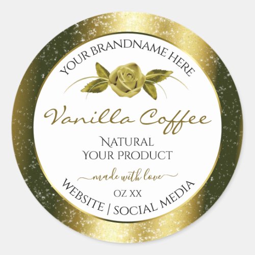 Luxurious Gold Glitter Floral White Product Labels
