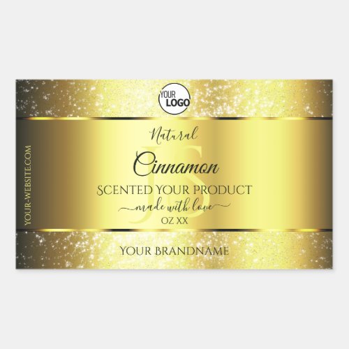 Luxurious Gold Glitter Product Label Monogram Logo