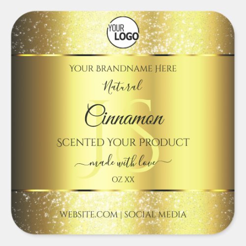 Luxurious Gold Glitter Product Label Monogram Logo