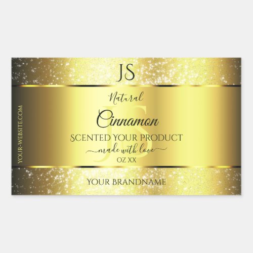 Luxurious Gold Glitter Product Label with Monogram