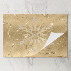 Luxurious Gold Glitter Snowflake Diamond Placemat