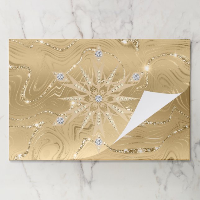 Luxurious Gold Glitter Snowflake Diamond Placemat (Folded)