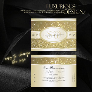 Luxurious Gold Glitter Sparkle Diamonds Initials Business Card