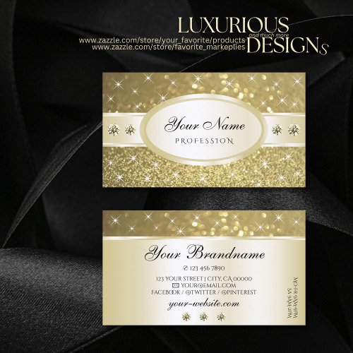 Luxurious Gold Glitter Sparkle Diamonds Precious Business Card