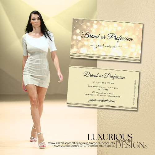 Luxurious Gold Glitter Sparkle Stars Beige Golden Business Card