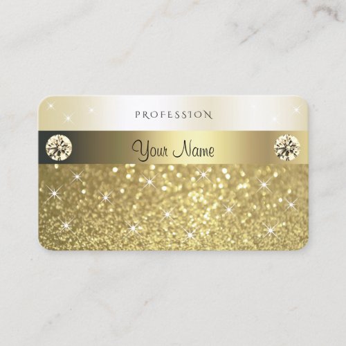 Luxurious Gold Glitter Sparkling Stars Diamonds Business Card