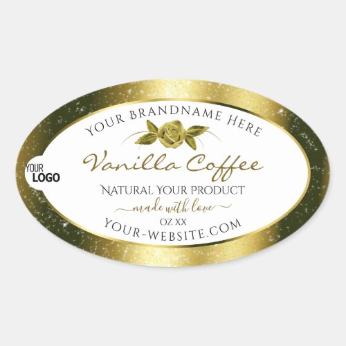 Luxurious Gold Glitter White Product Labels Logo