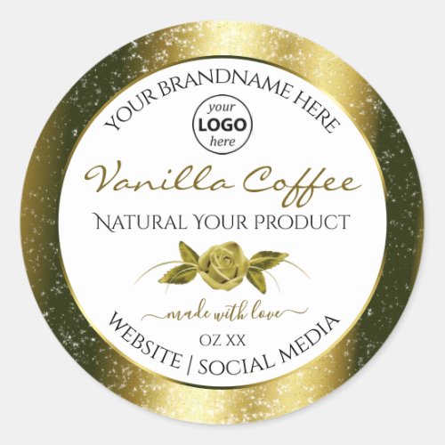 Luxurious Gold Glitter White Product Labels Logo