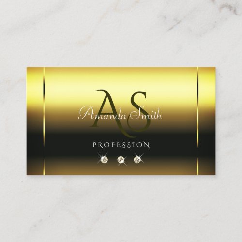 Luxurious Gold Gradient Sparkle Diamonds Monogram Business Card