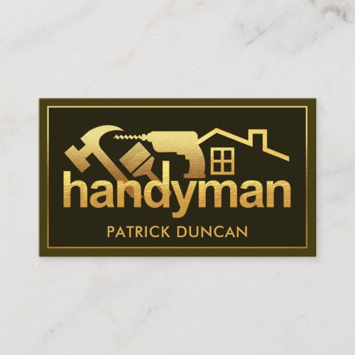 Luxurious Gold Handyman Tools Border Business Card