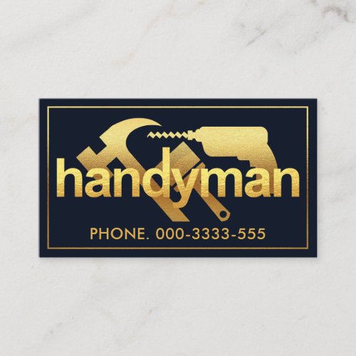 Luxurious Gold Handyman Tools Frame Business Card