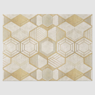 Luxurious Gold Hexagon Pattern - Marble Texture 2 Tissue Paper