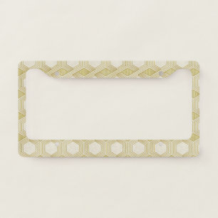 Luxurious Gold Hexagon Pattern - Marble Texture License Plate Frame