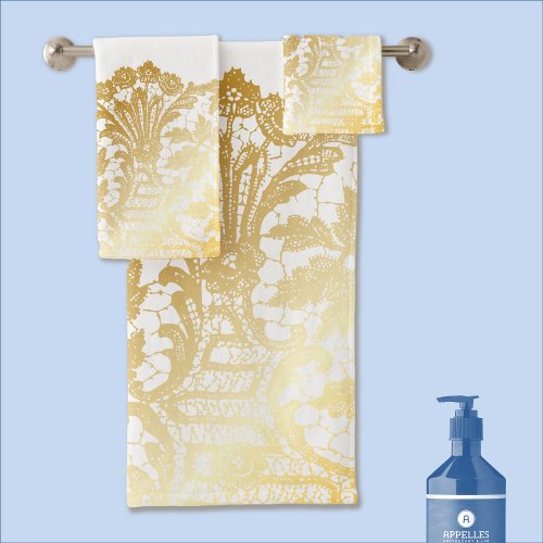 Luxurious Gold Lace Bath Towel Set