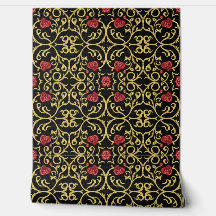 Luxurious gold leafed red rosette design