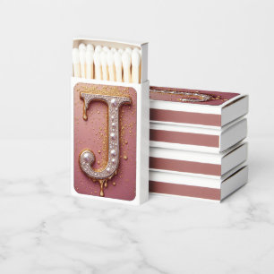 Luxurious Gold Letter J Monogram Matchboxes