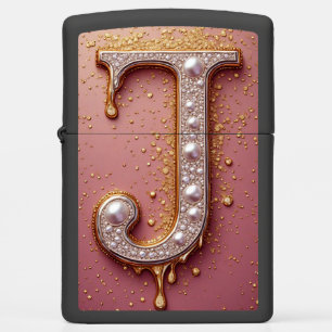 Luxurious Gold Letter J Monogram Zippo Lighter