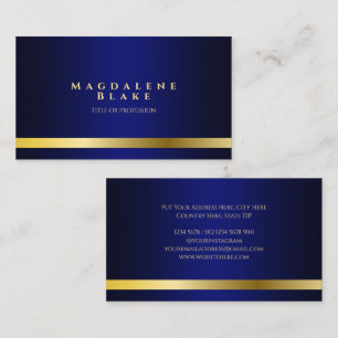 Luxurious Gold Line Minimalist Royal Blue Business Card